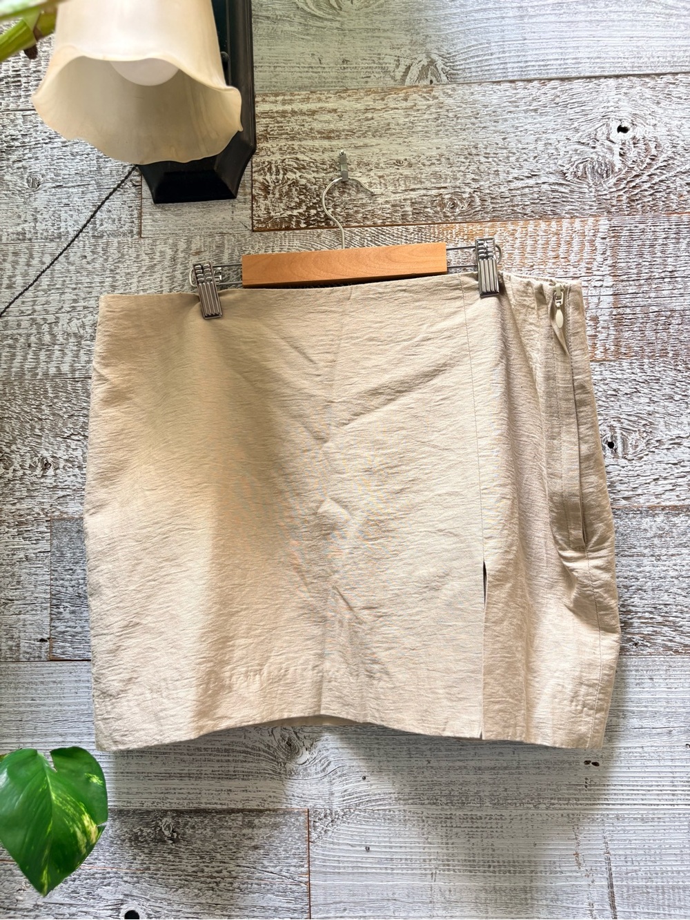 H&M | Linen-Blend Neutral Natural Beige A-Line Mini Skirt - Women's 14